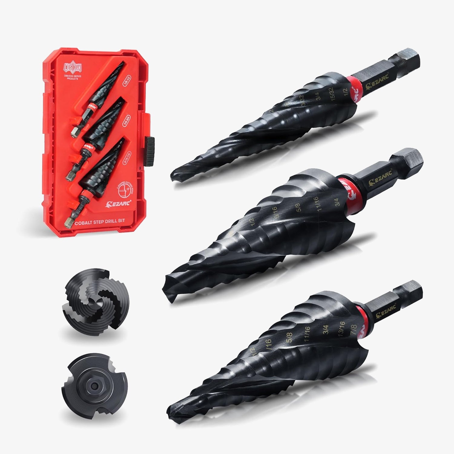 EZARC Wear-Resistant AlTiN Coated Step Drill Bit Set for Metal, Stainless Steel, Aluminum, Plastic