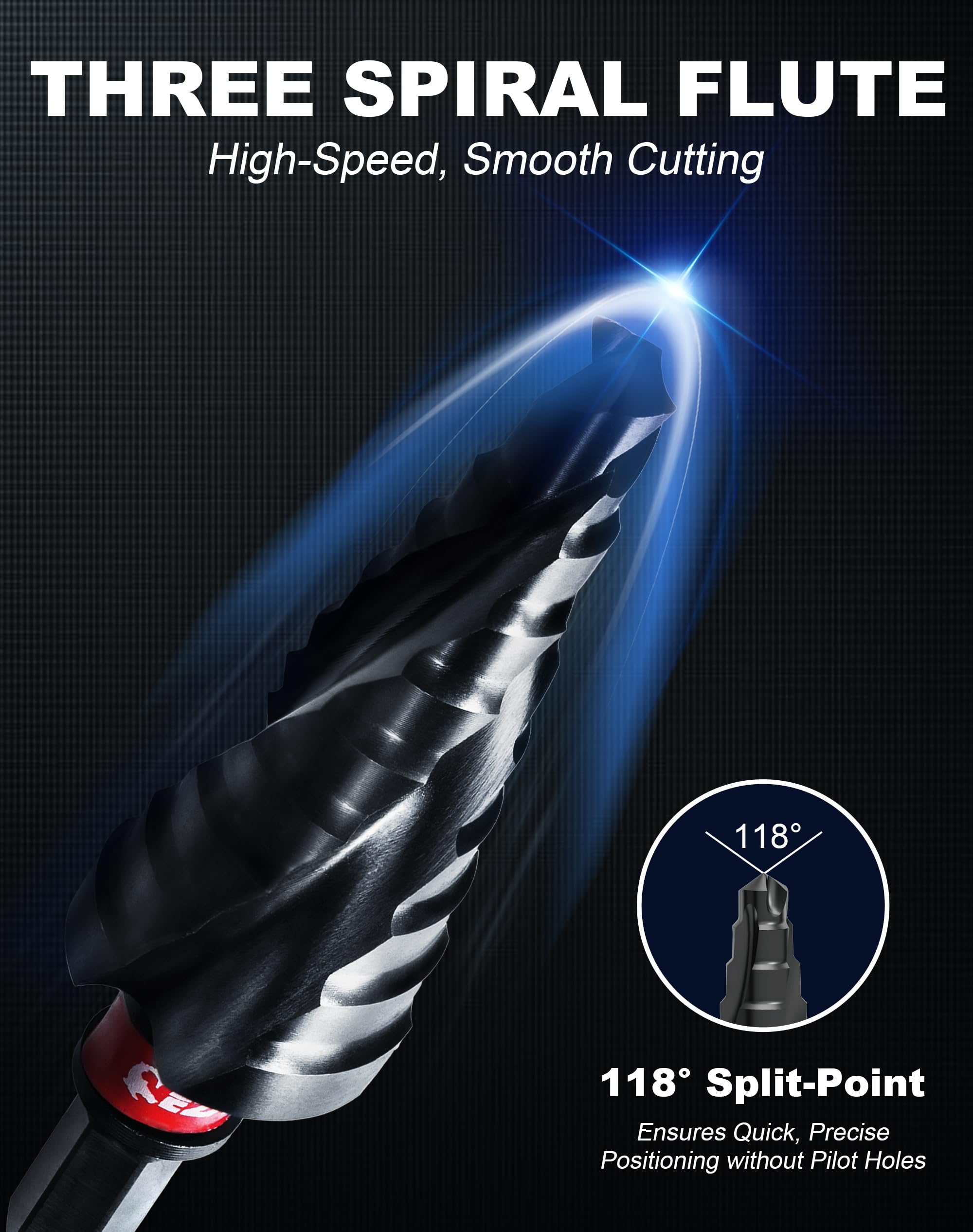 Spiral Wear-Resistant AlTiN Coated Step Drill Bit for Metal for Metal, Stainless Steel, Aluminum, Plastic