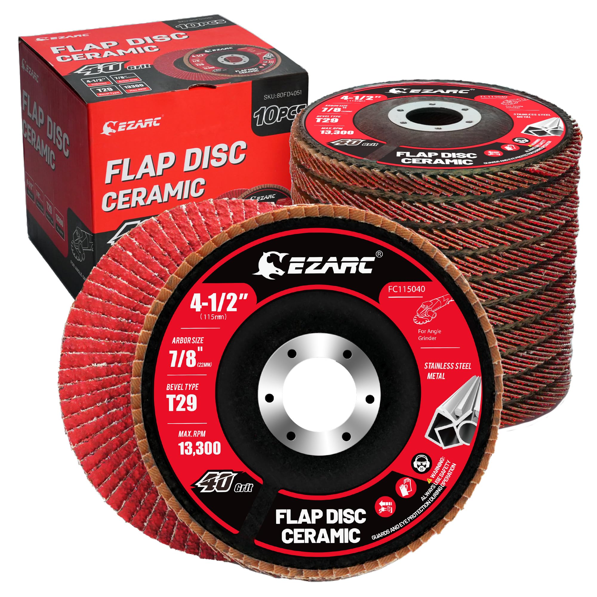 4 1/2 In. Ceramic Flap Discs for Stainless Steel,Sheet Metal