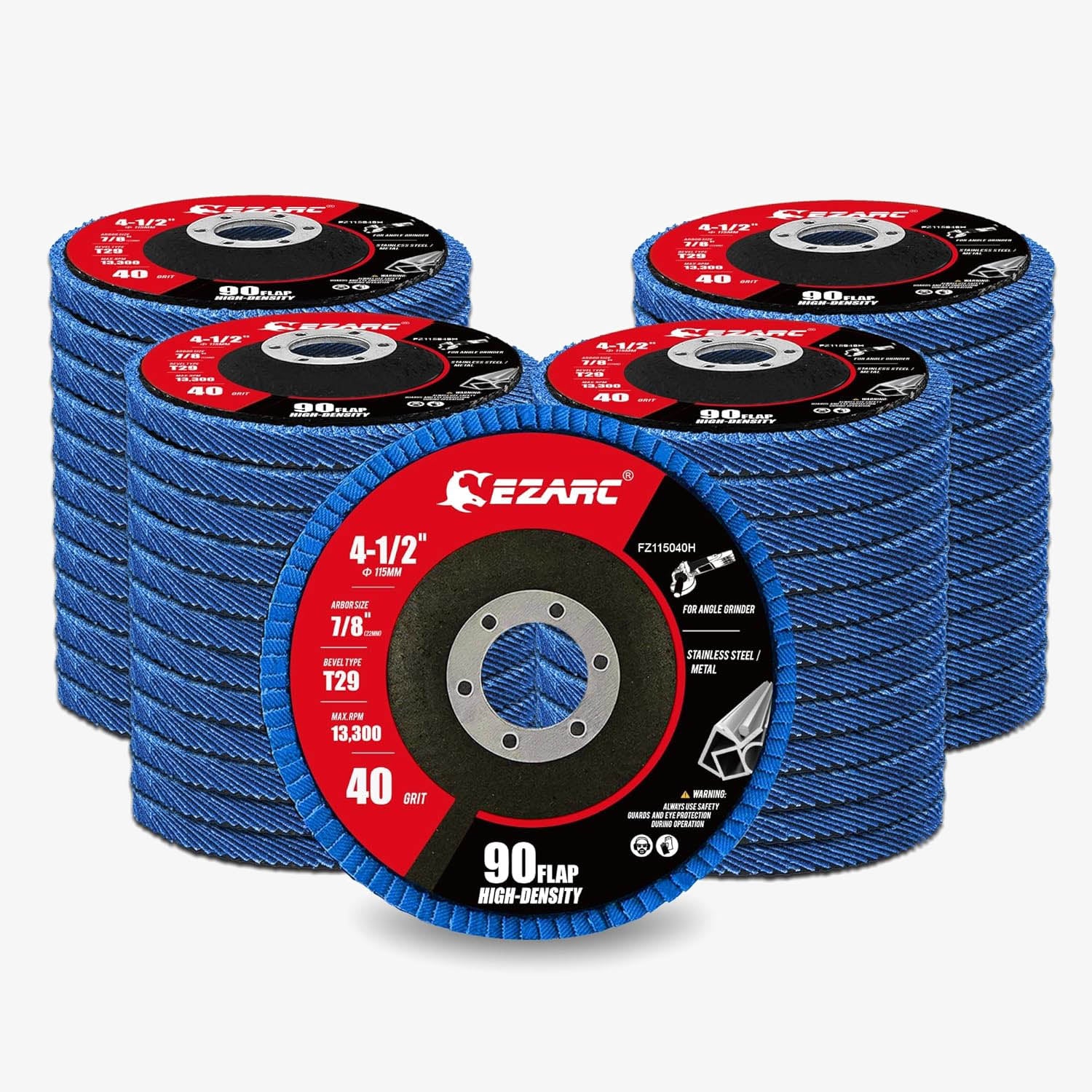 4-1/2 In. T29 High Density 90 Flap Discs For Stainless Steel, Sheet Metal,40/60/80/120 Grits