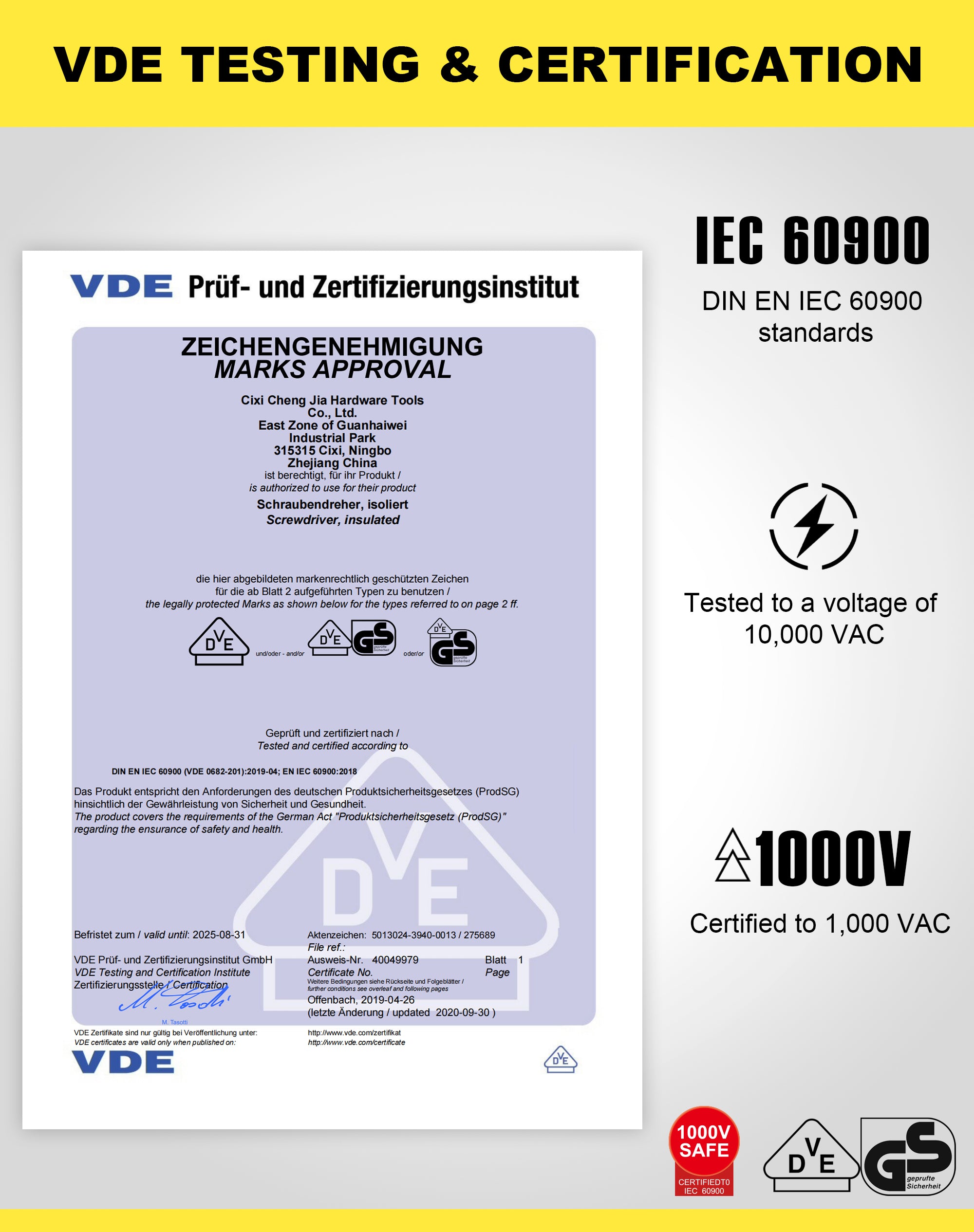 1000V VDE Insulated Electrician Screwdriver 6 Pieces Set