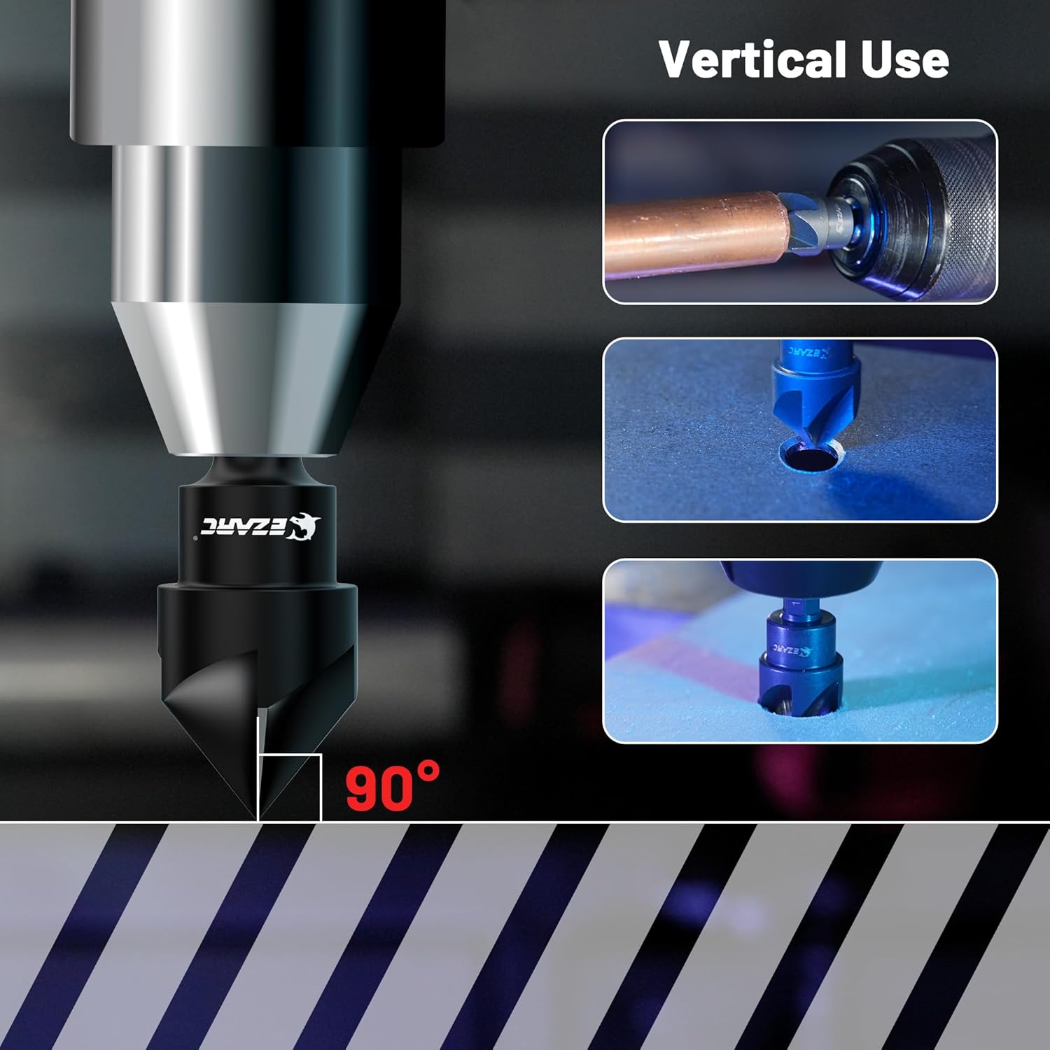 Deburring External Chamfer Tool & Countersink Drill Bit Set 3 Pcs, Remove Burr Tools for Fit 1/8"- 1-3/8"(3mm-35mm)