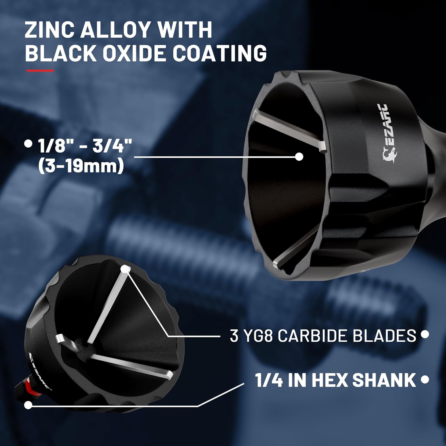 Deburring External Chamfer Tool & Countersink Drill Bit Set 3 Pcs, Remove Burr Tools for Fit 1/8"- 1-3/8"(3mm-35mm)