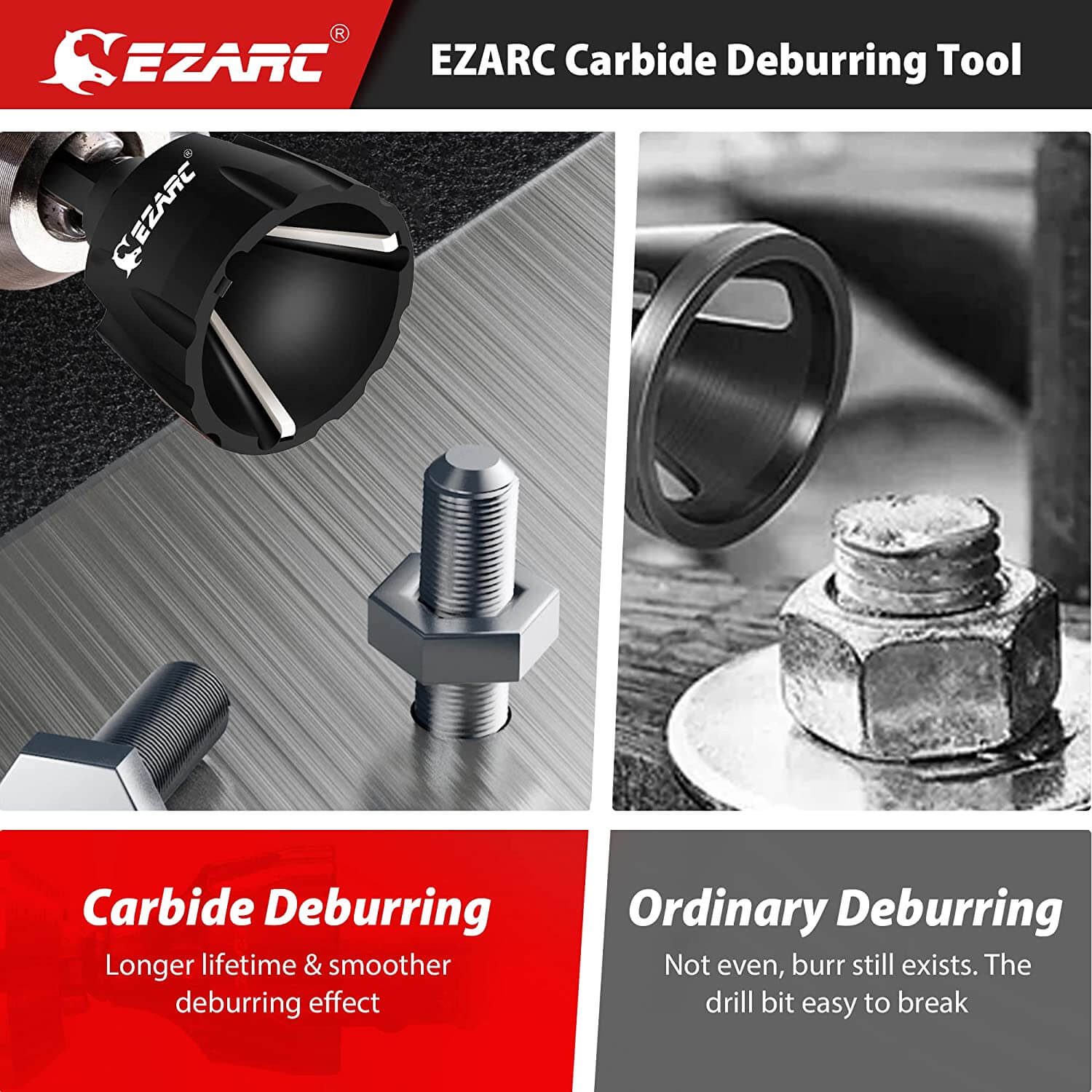 External Rotary Deburring Chamfer & Internal Countersink Chamfer Tool with 1/4" Hex Shank