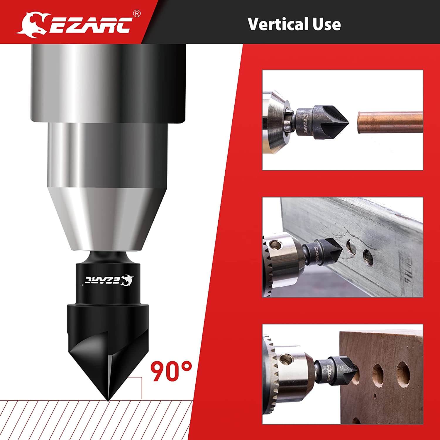 External Rotary Deburring Chamfer & Internal Countersink Chamfer Tool with 1/4" Hex Shank
