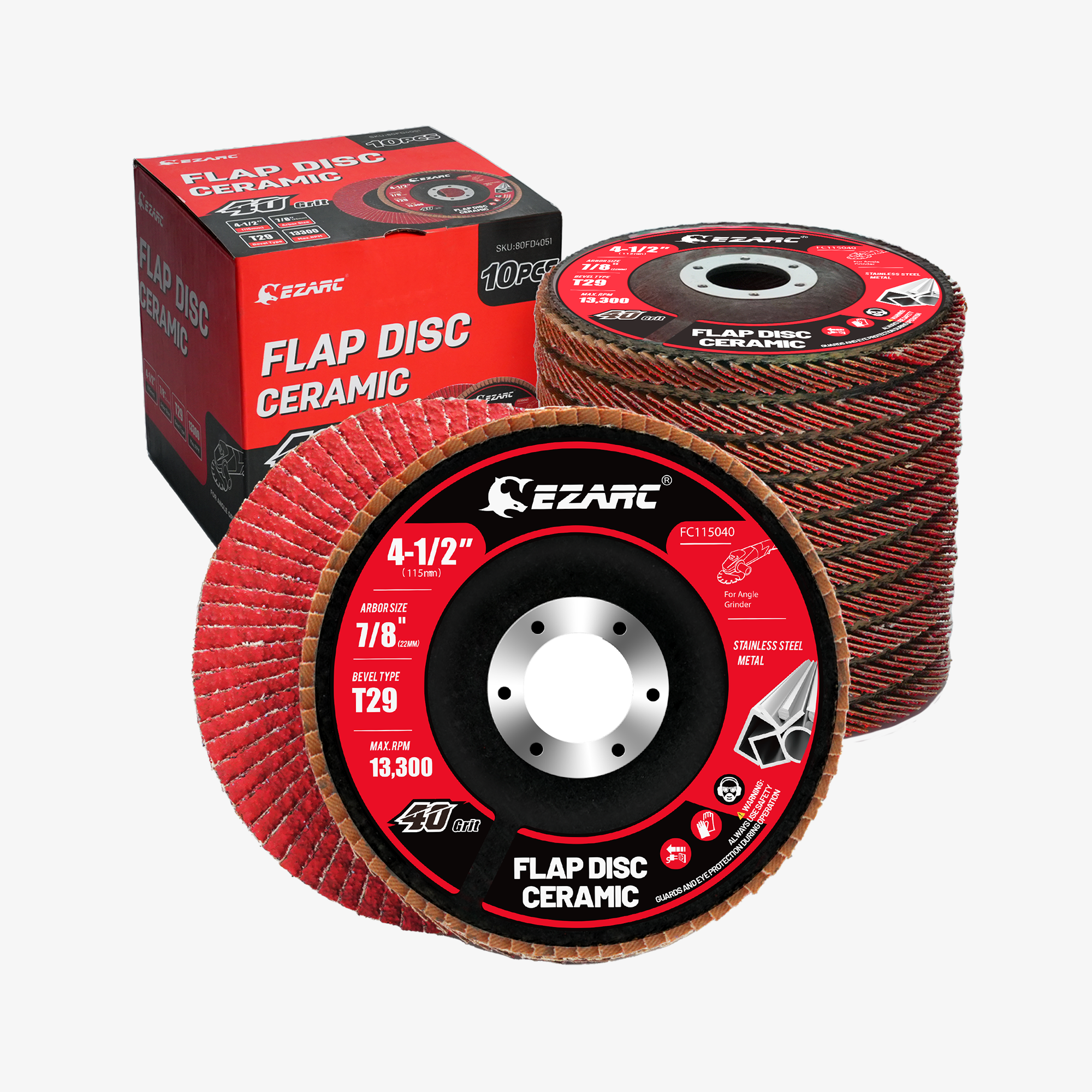 4-1/2 In. Ceramic Flap Discs for Stainless Steel,Sheet Metal