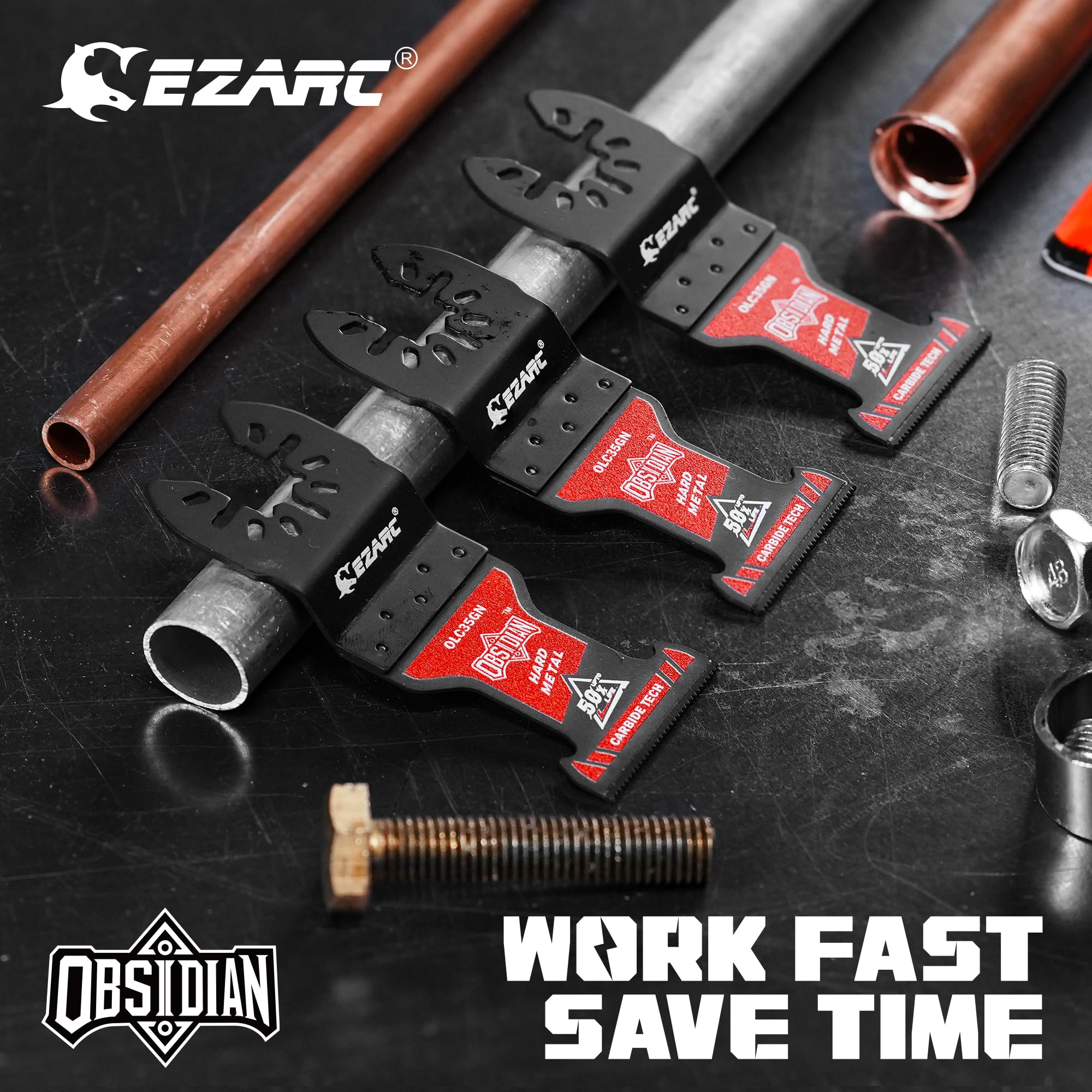 EZARC Obsidian Carbide Oscillating Saw Blades for Hard Metal, Nails, Bolts and Screws