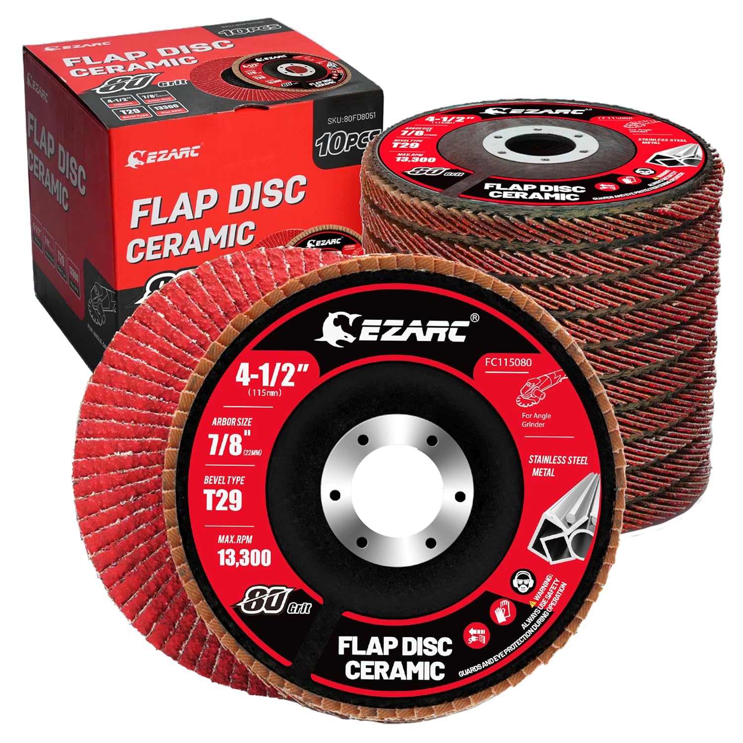 4 1/2 In. Ceramic Flap Discs for Stainless Steel,Sheet Metal