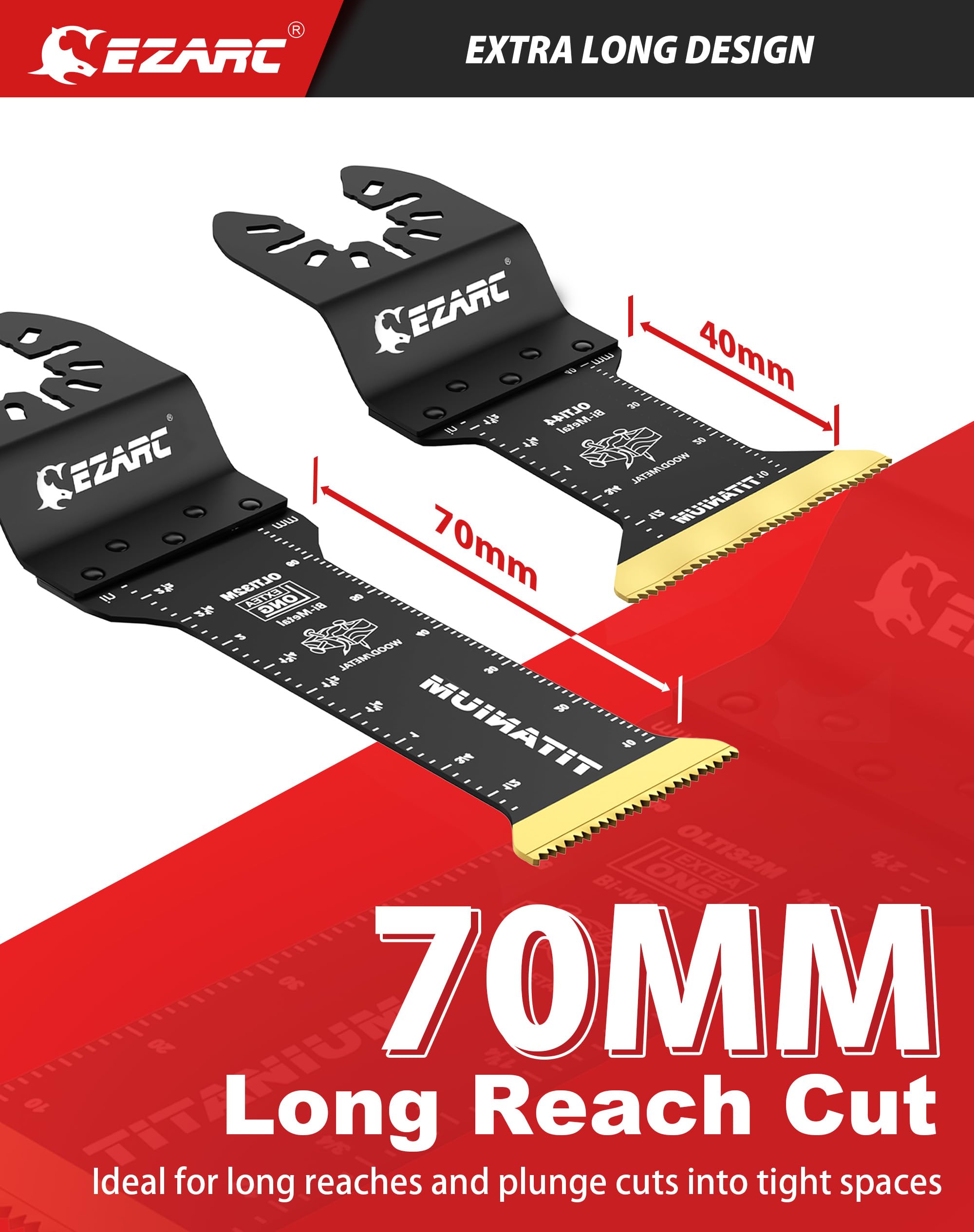 Standard Length & Extra-Long Oscillating Blades for Metal, Wood Nails, Screws, Plastic